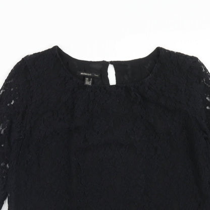 Womens UK Size S Mango Black Basic Blouse