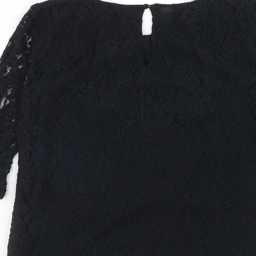 Womens UK Size S Mango Black Basic Blouse