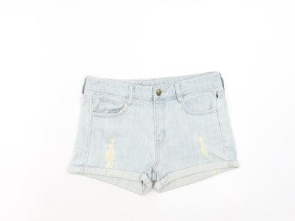 FC Jeans Womens Blue Cotton Hot Pants Shorts Size 30 in Regular Zip