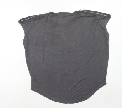 Womens UK Size 12 Apricot Grey Basic T-Shirt