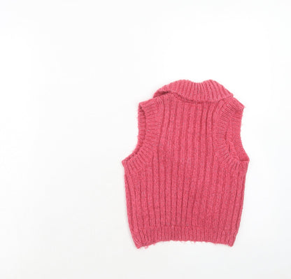 Pumkin Patch Girls Pink V-Neck Acrylic Cardigan Jumper Size 7 Years Button