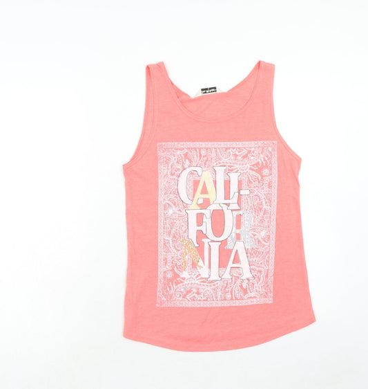 Miss Selfridge Womens Pink Polyester Basic Tank Size 10 Round Neck - California