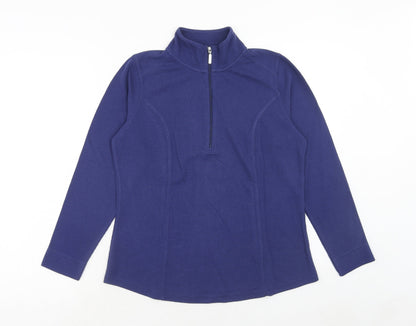 D&Co. Womens Blue Cotton Pullover Sweatshirt Size M Zip