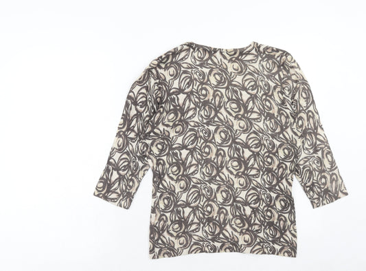 Alex & Co. Womens Brown Round Neck Geometric Viscose Pullover Jumper Size 12