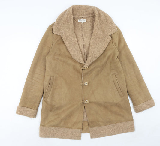 In the Style Womens Brown Overcoat Coat Size 10 Button