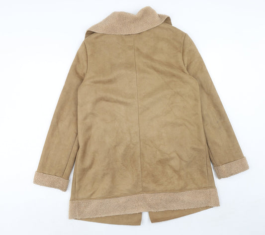 In the Style Womens Brown Overcoat Coat Size 10 Button