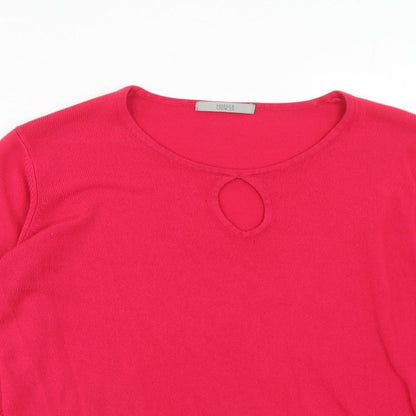 Marks and Spencer Womens Pink Round Neck Acrylic Pullover Jumper Size 14