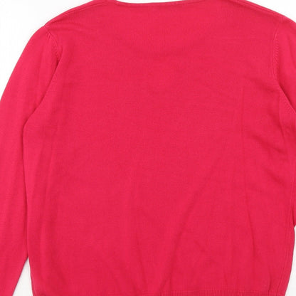 Marks and Spencer Womens Pink Round Neck Acrylic Pullover Jumper Size 14