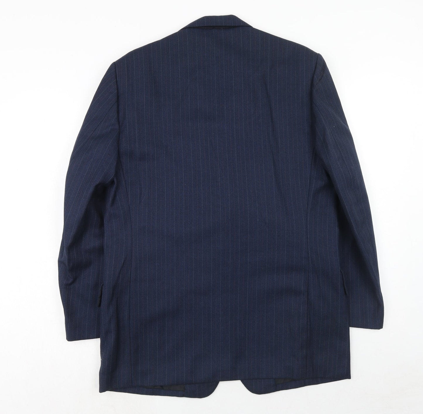Cyril Freeman Mens Blue Striped Polyester Jacket Suit Jacket Size 38 Regular