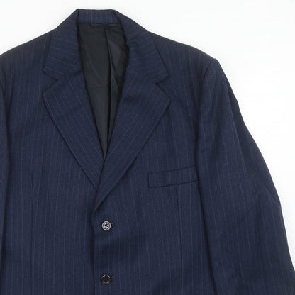 Cyril Freeman Mens Blue Striped Polyester Jacket Suit Jacket Size 38 Regular