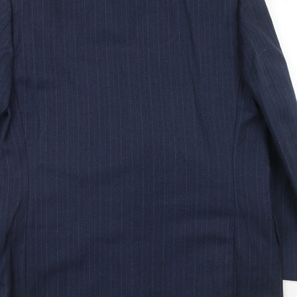 Cyril Freeman Mens Blue Striped Polyester Jacket Suit Jacket Size 38 Regular