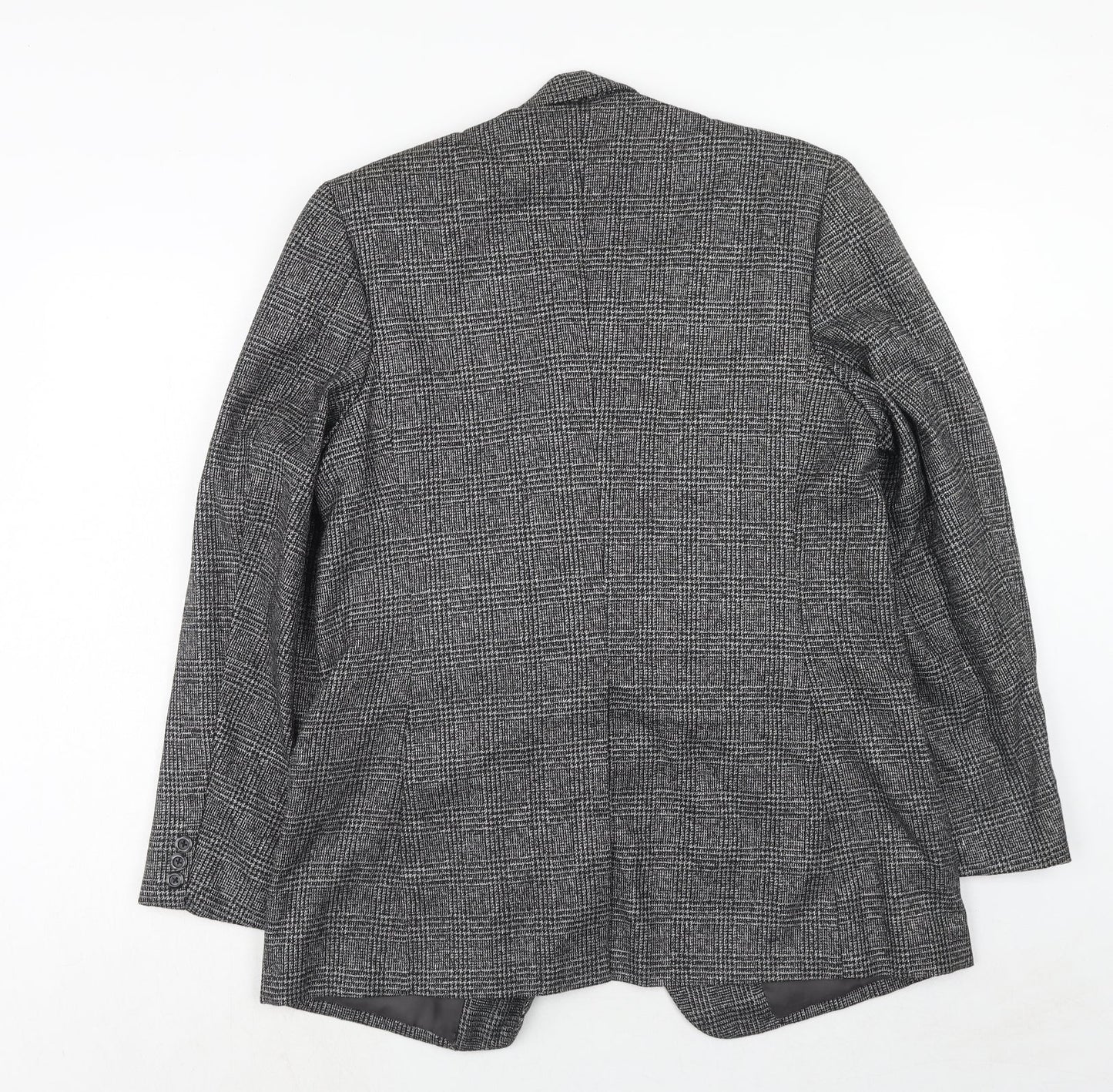 Javed Mens Grey Plaid Polyester Jacket Blazer Size 38 Regular