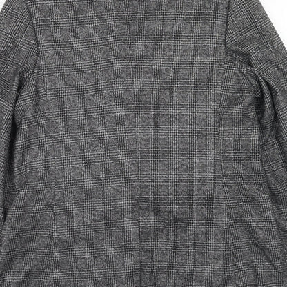 Javed Mens Grey Plaid Polyester Jacket Blazer Size 38 Regular