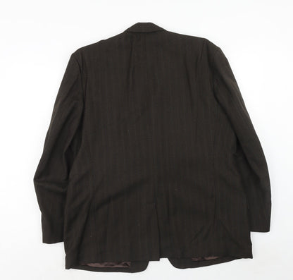 Stylanese Mens Brown Striped Wool Jacket Suit Jacket Size 42 Regular