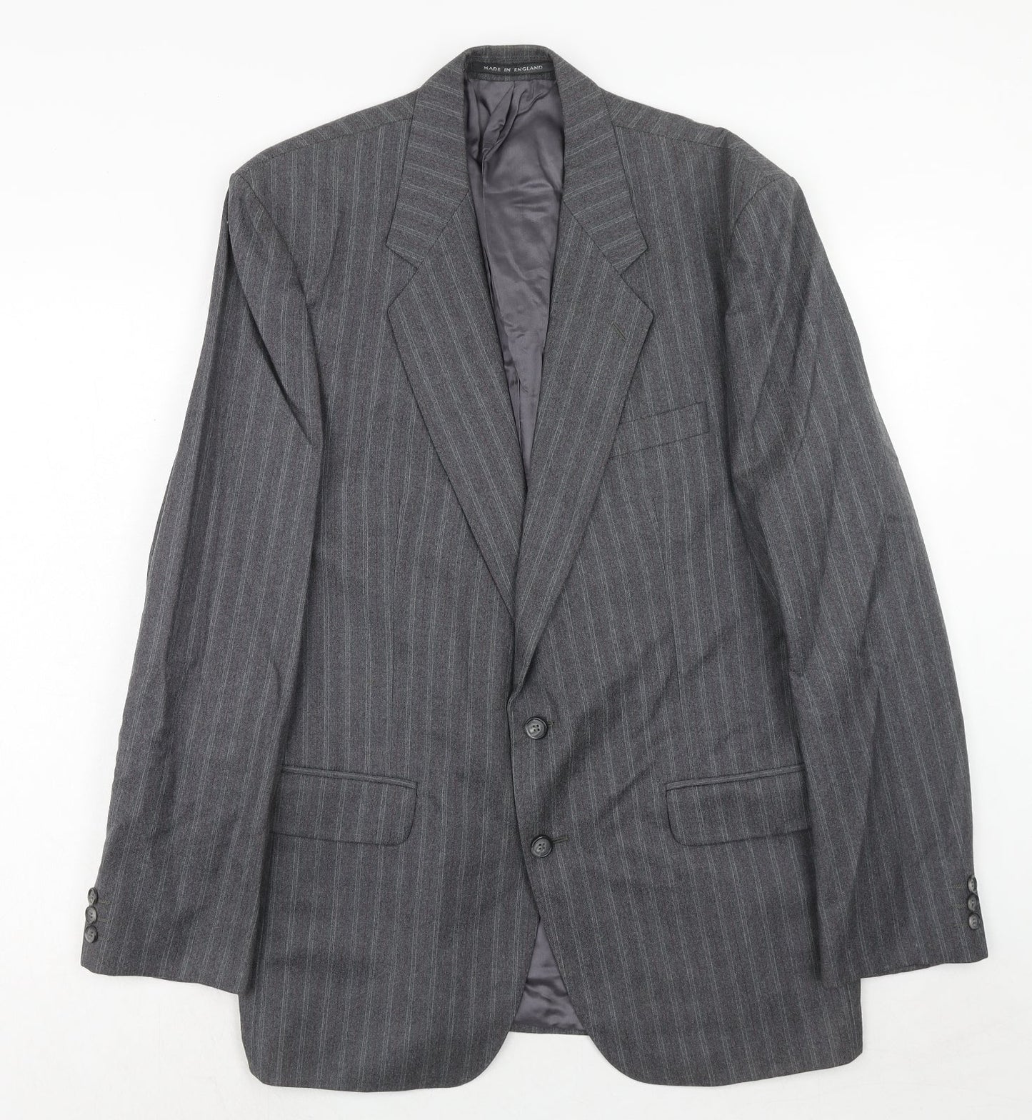 The Level Mens Grey Striped Wool Jacket Suit Jacket Size 42 Regular