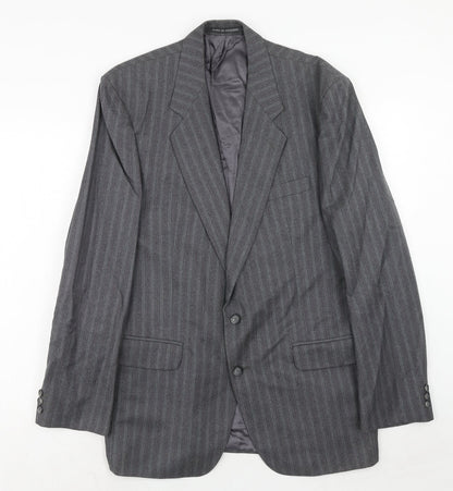 The Level Mens Grey Striped Wool Jacket Suit Jacket Size 42 Regular