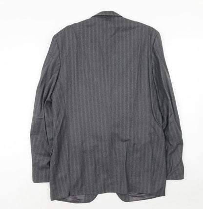 The Level Mens Grey Striped Wool Jacket Suit Jacket Size 42 Regular