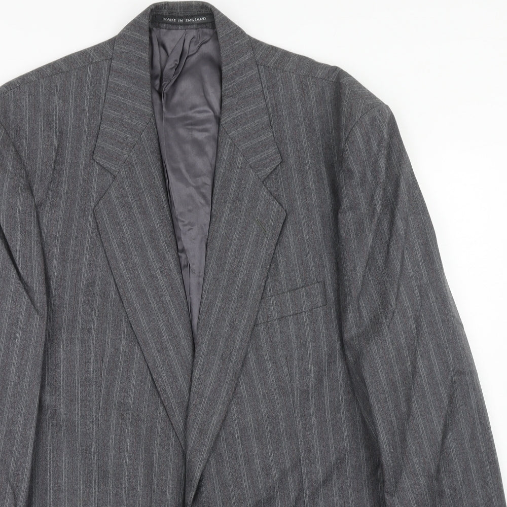 The Level Mens Grey Striped Wool Jacket Suit Jacket Size 42 Regular