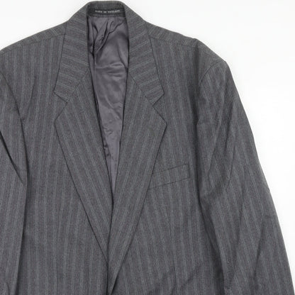 The Level Mens Grey Striped Wool Jacket Suit Jacket Size 42 Regular