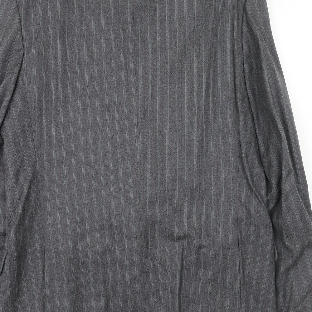 The Level Mens Grey Striped Wool Jacket Suit Jacket Size 42 Regular