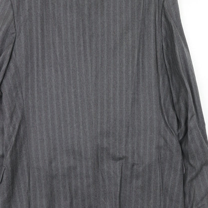 The Level Mens Grey Striped Wool Jacket Suit Jacket Size 42 Regular