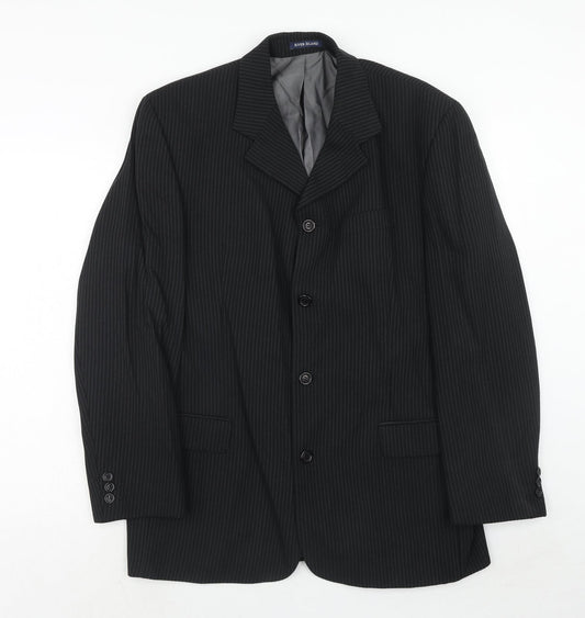 Mens UK Size 42 River Island Regular Black Suit Jacket