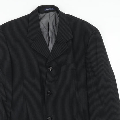 Mens UK Size 42 River Island Regular Black Suit Jacket