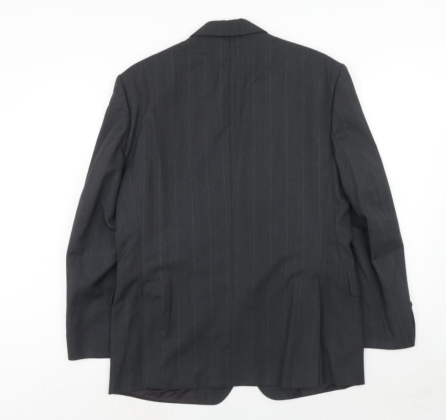 Time & Co Mens Grey Striped Polyester Jacket Suit Jacket Size 40 Regular