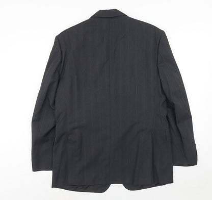 Time & Co Mens Grey Striped Polyester Jacket Suit Jacket Size 40 Regular