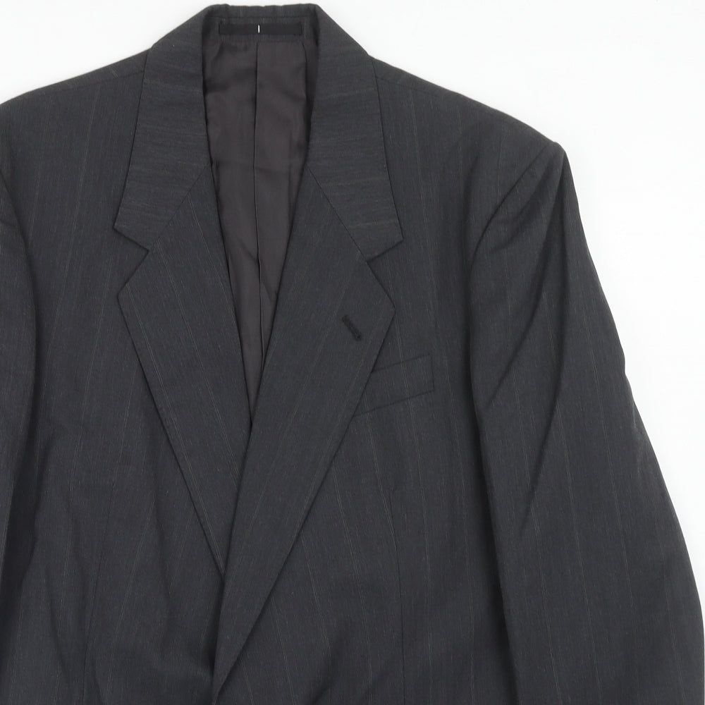Time & Co Mens Grey Striped Polyester Jacket Suit Jacket Size 40 Regular