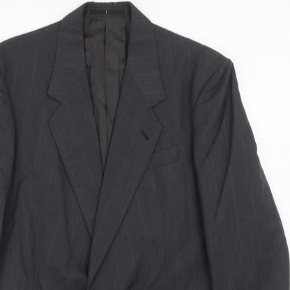 Time & Co Mens Grey Striped Polyester Jacket Suit Jacket Size 40 Regular