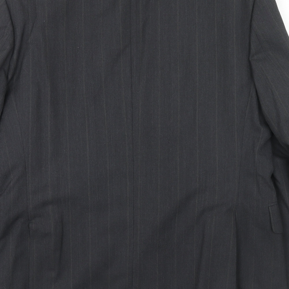 Time & Co Mens Grey Striped Polyester Jacket Suit Jacket Size 40 Regular