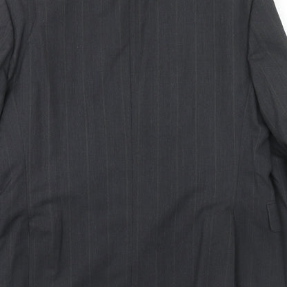 Time & Co Mens Grey Striped Polyester Jacket Suit Jacket Size 40 Regular