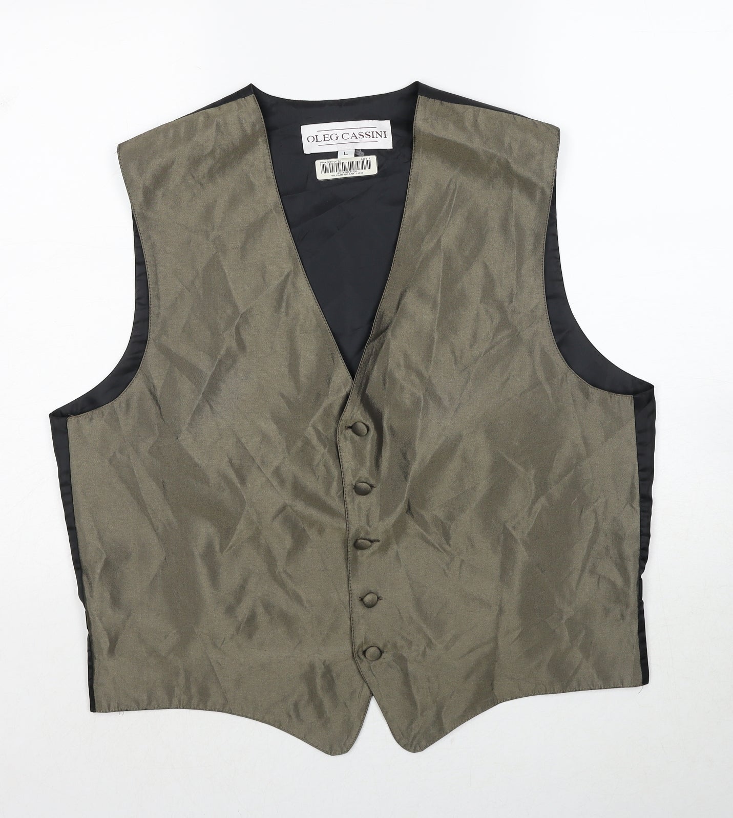 Oleg Cassini Mens Green Polyester Jacket Suit Waistcoat Size L Regular