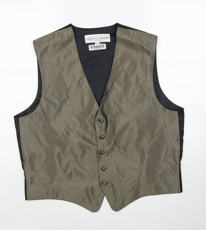 Oleg Cassini Mens Green Polyester Jacket Suit Waistcoat Size L Regular
