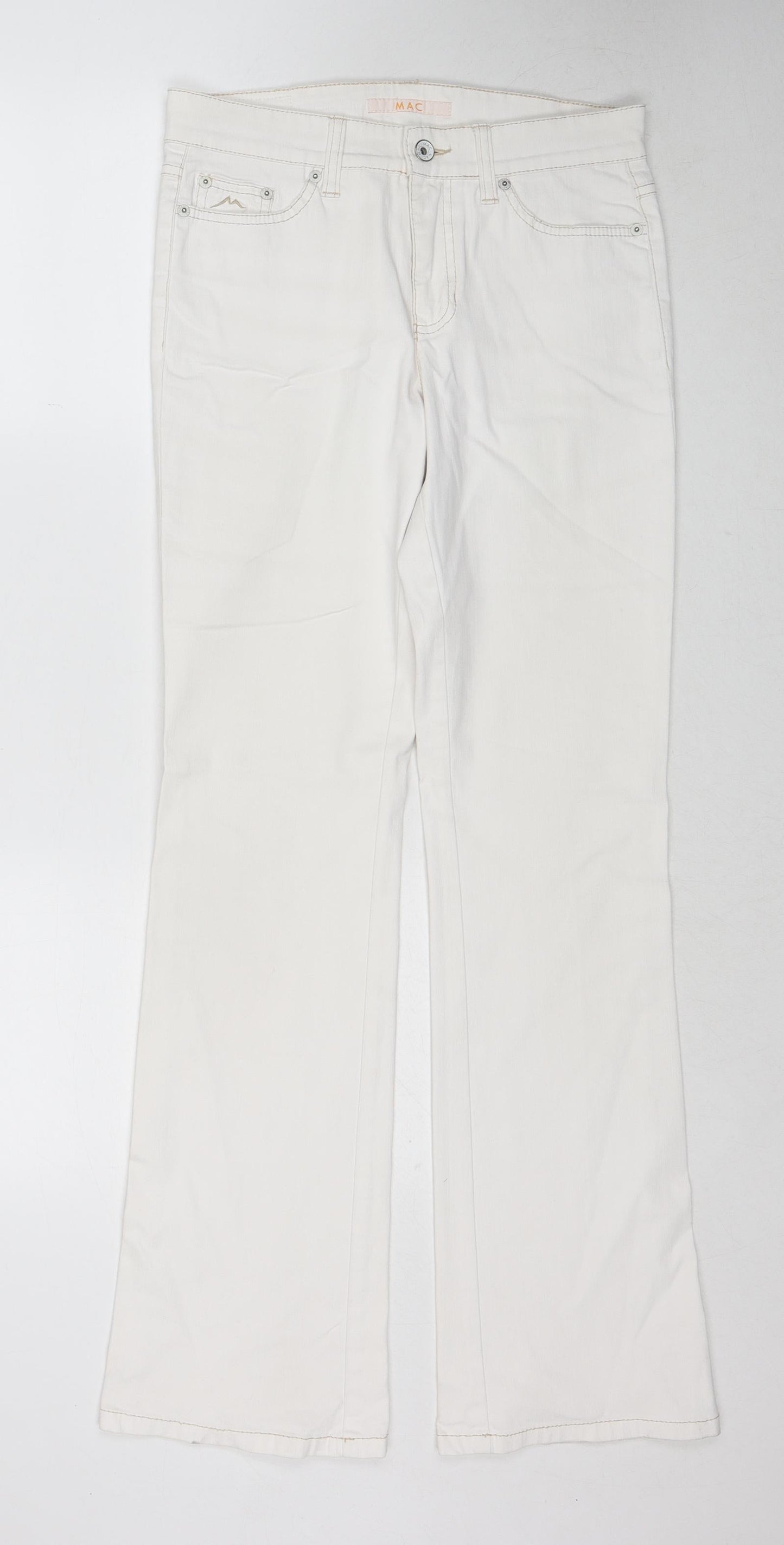 Mac Womens White Cotton Bootcut Jeans Size 30 in L32 in Regular Zip