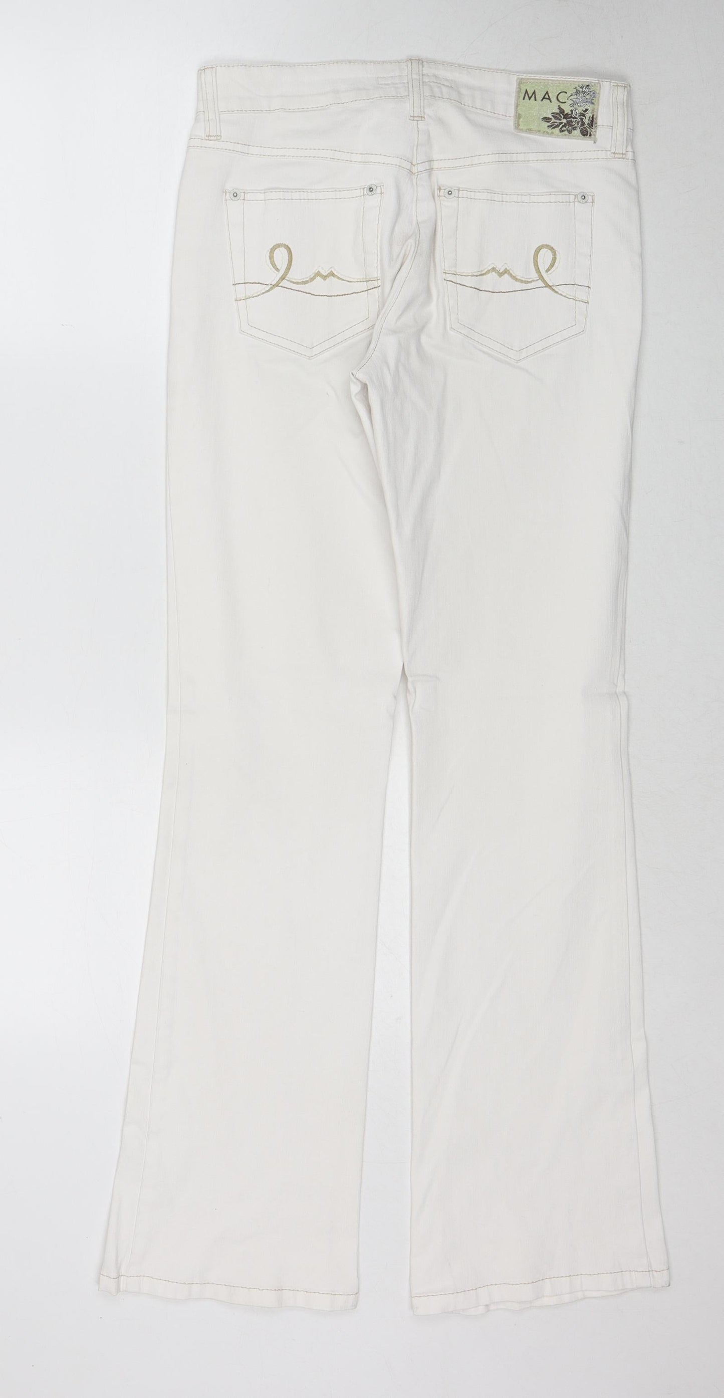 Mac Womens White Cotton Bootcut Jeans Size 30 in L32 in Regular Zip