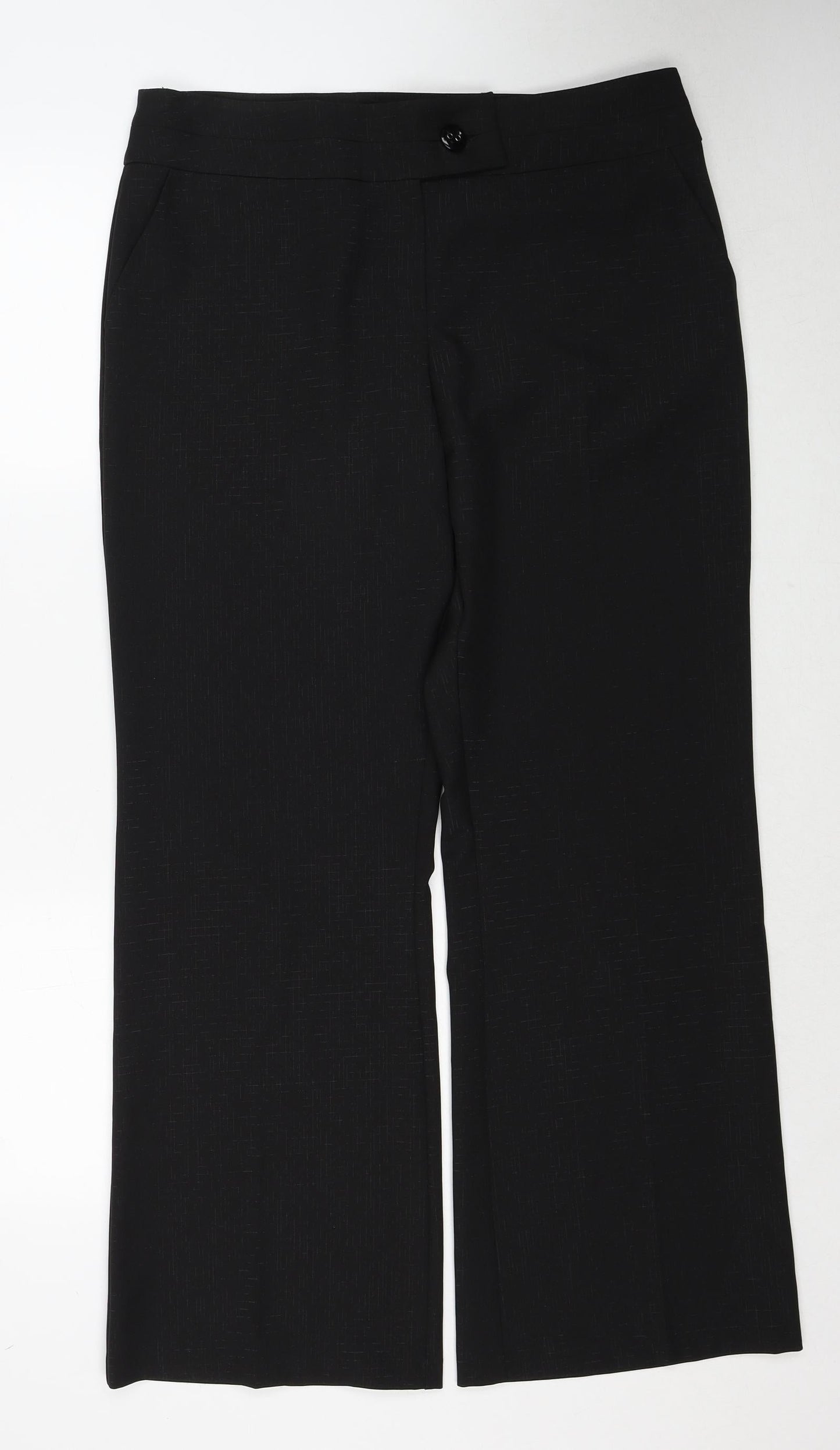 Womens UK Size 14 M&Co Regular Fit Dress Pants Black Trousers