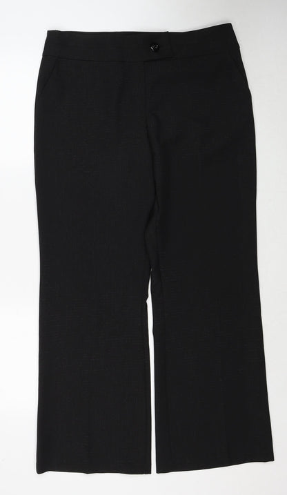 Womens UK Size 14 M&Co Regular Fit Dress Pants Black Trousers