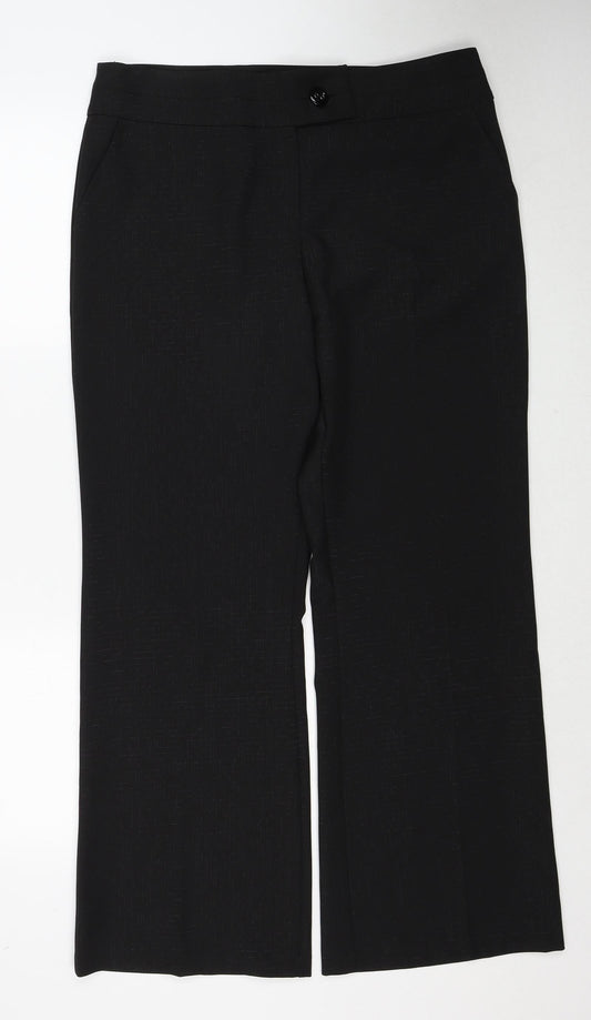 Womens UK Size 14 M&Co Regular Fit Dress Pants Black Trousers