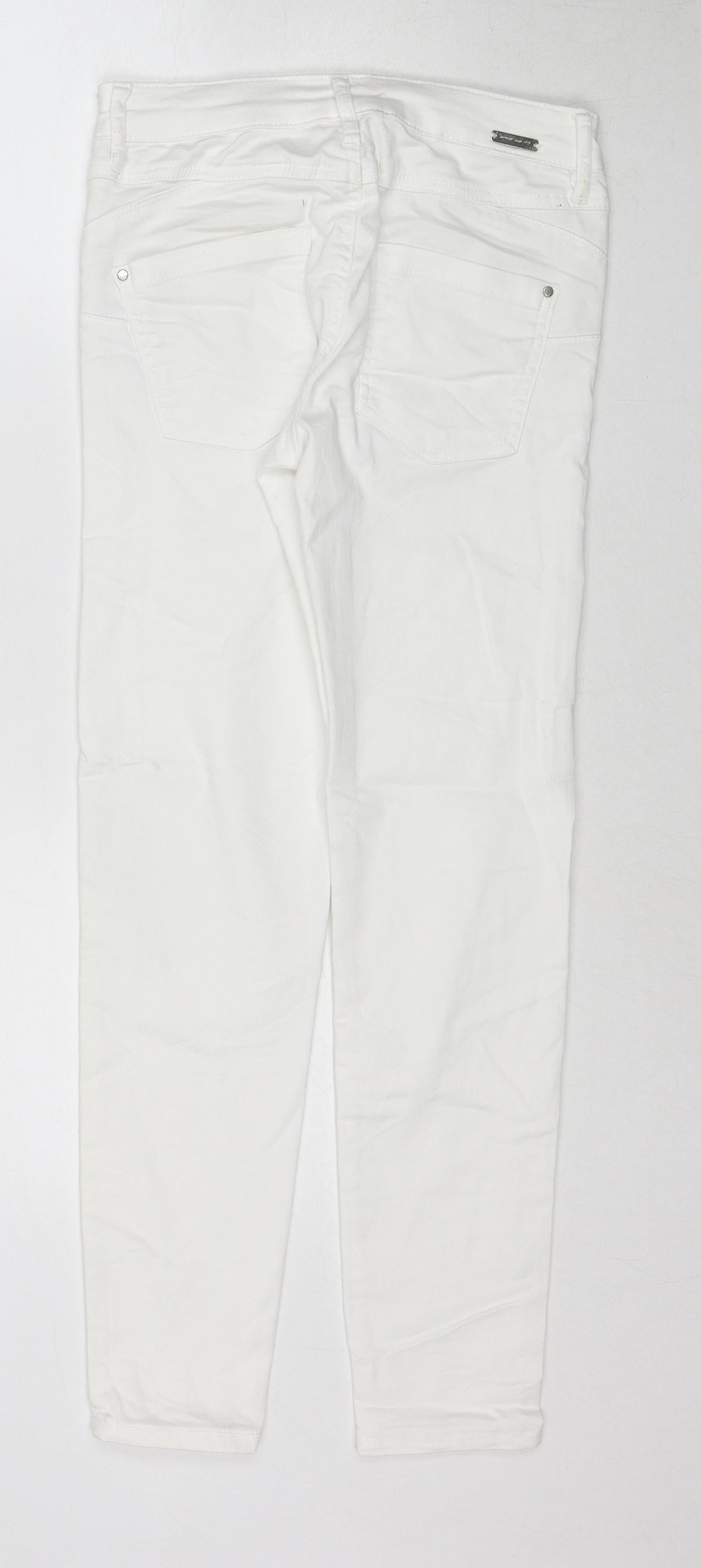 ORSAY Womens White Cotton Straight Jeans Size 6 Regular Zip