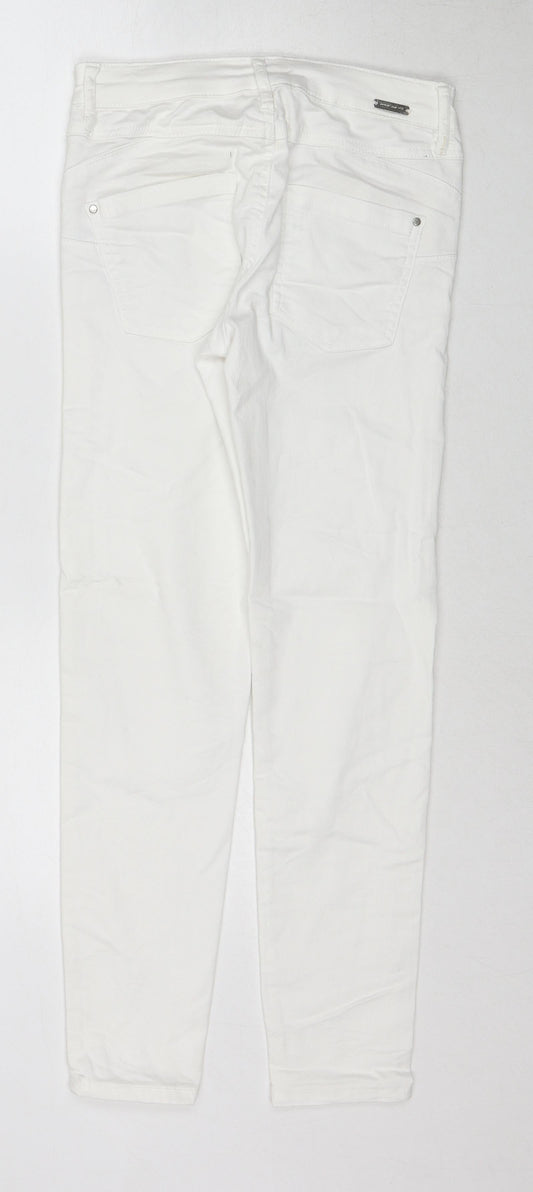 ORSAY Womens White Cotton Straight Jeans Size 6 Regular Zip