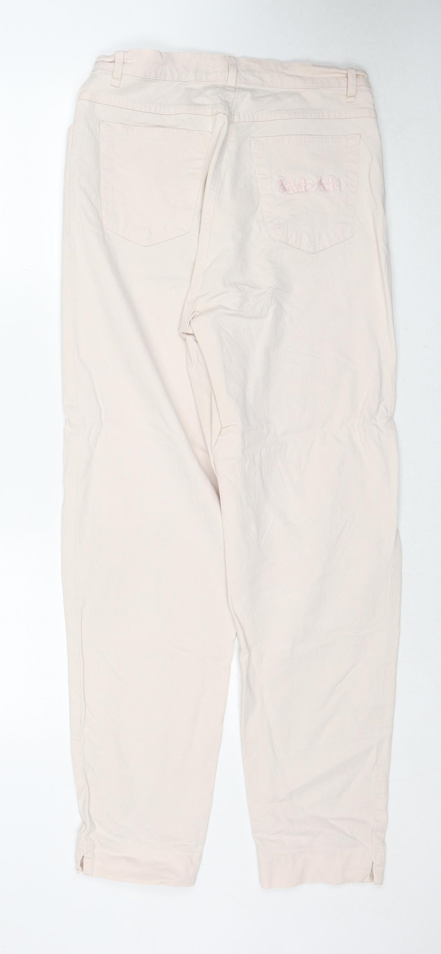Sarah Loom Womens Red Cotton Straight Jeans Size 14 Regular Zip
