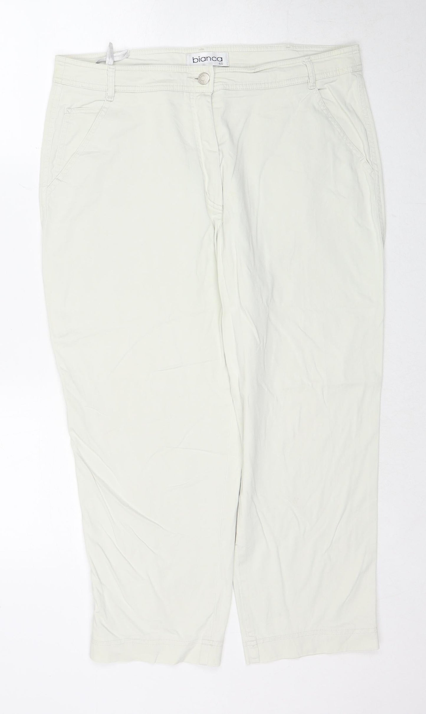 Bianca Womens Ivory Polyester Cropped Trousers Size 18 Regular Zip