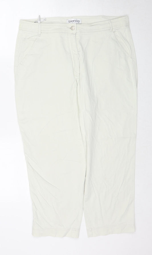 Bianca Womens Ivory Polyester Cropped Trousers Size 18 Regular Zip
