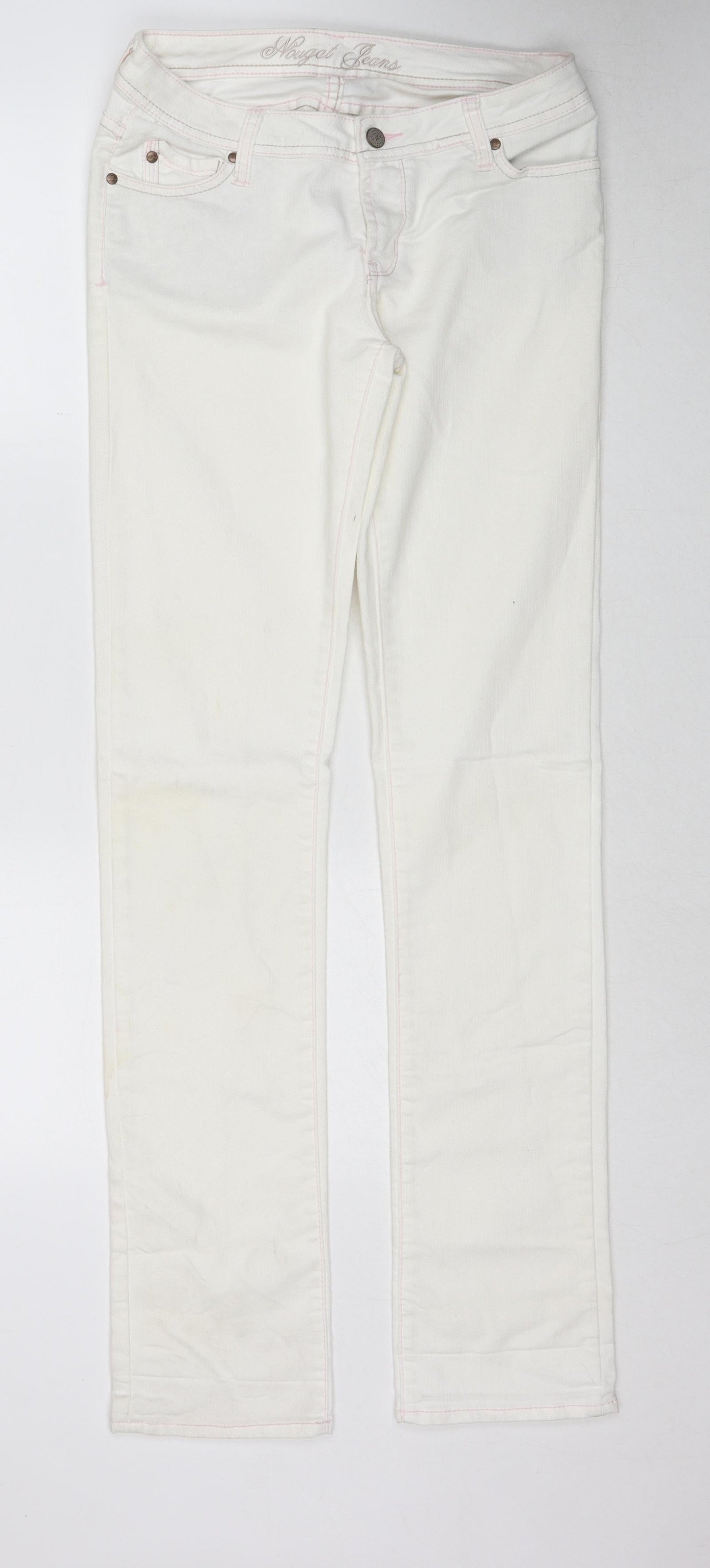 Nougat Womens Ivory Cotton Straight Jeans Size 27 in Regular Zip