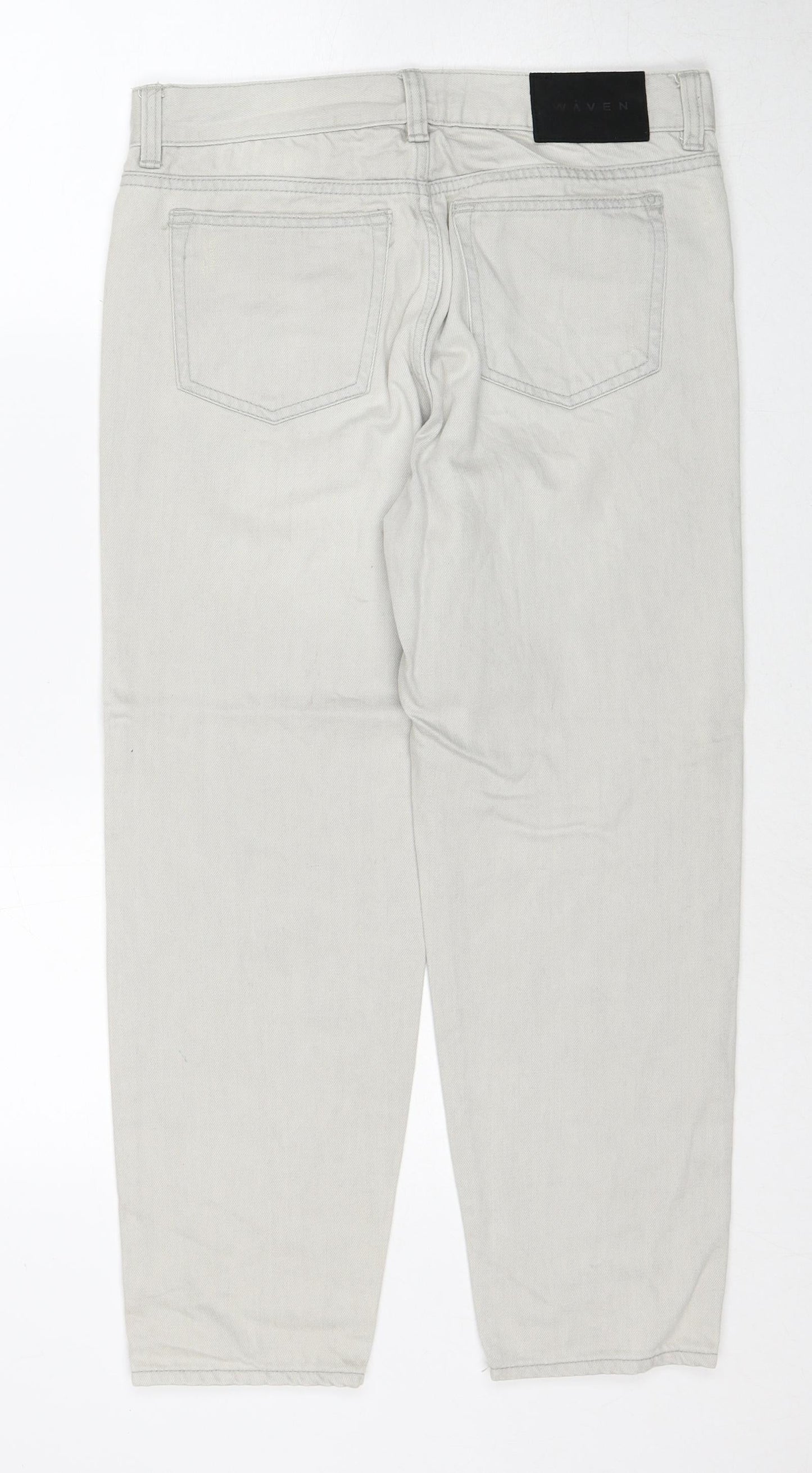 Womens UK Size 8 Waven Regular Fit Mom Grey Jeans