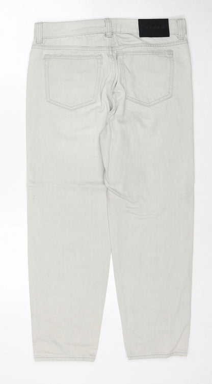 Womens UK Size 8 Waven Regular Fit Mom Grey Jeans