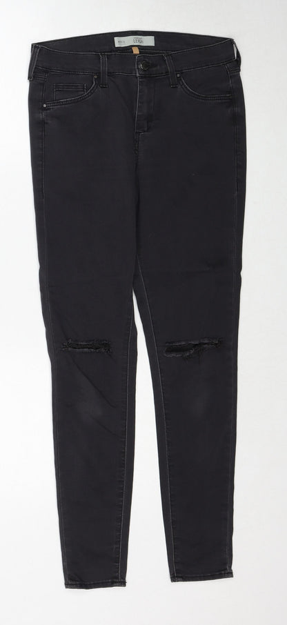 Topshop Womens Black Cotton Skinny Jeans Size 28 in L30 in Regular Zip