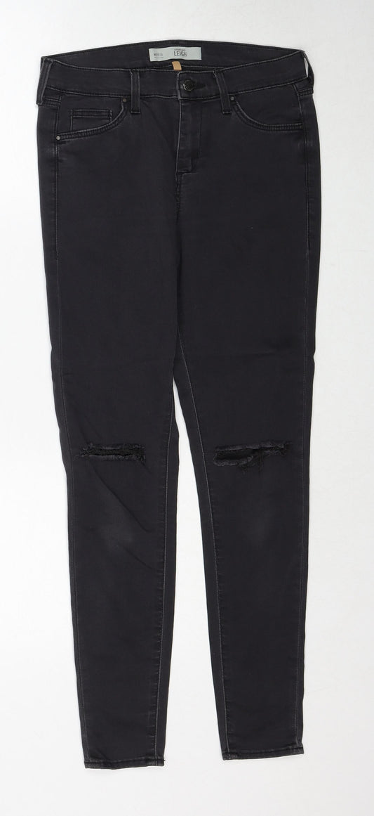 Topshop Womens Black Cotton Skinny Jeans Size 28 in L30 in Regular Zip